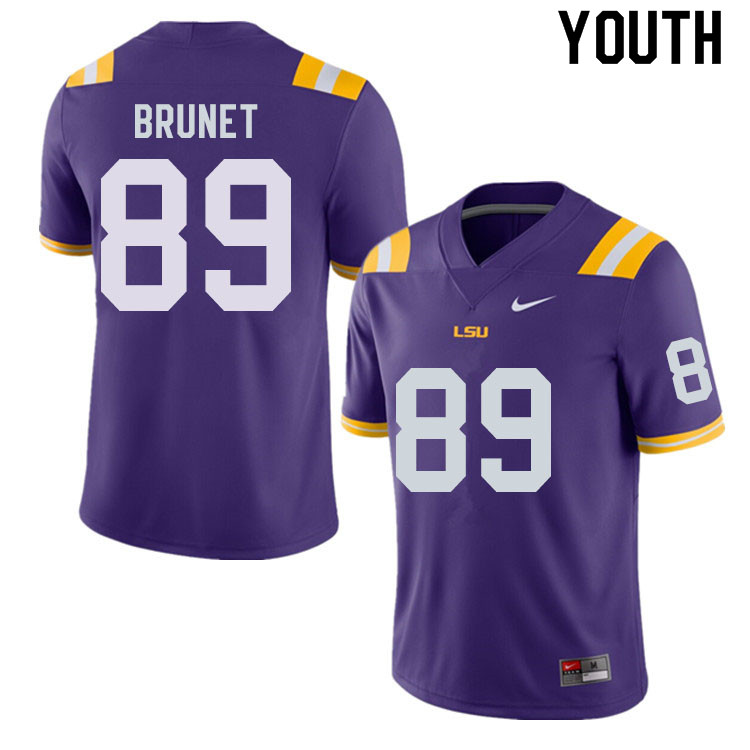 Youth #89 Colby Brunet LSU Tigers College Football Jerseys Sale-Purple